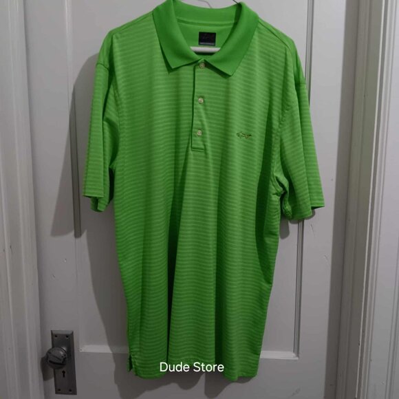 Greg Norman Play Dry Bright Green Striped Polo - Size: XL - Picture 1 of 5